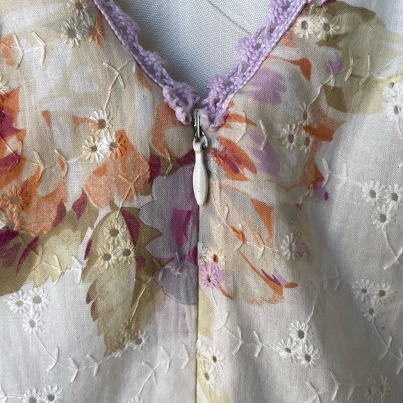 Mica Vintage Floral Lace White Pink Purple Dress Size XS - Picture 6 of 10